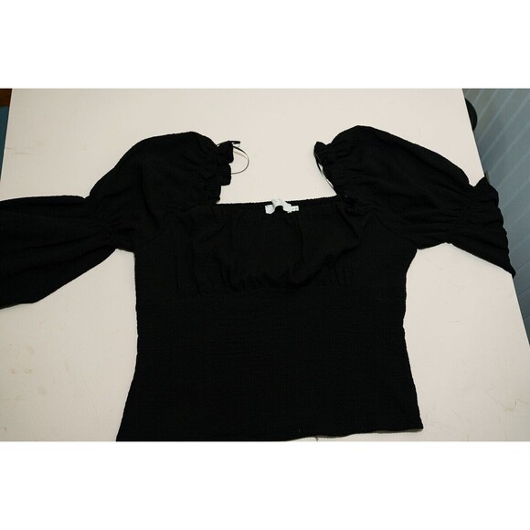 ASTR the label Ruched Textured Puff Sleeve Square Neck Top babydoll cropped - Picture 6 of 8